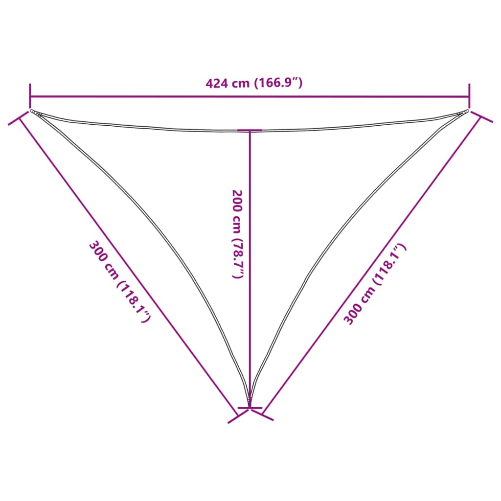 Voile de parasol tissu oxford triangulaire 3x3x4,24 m blanc