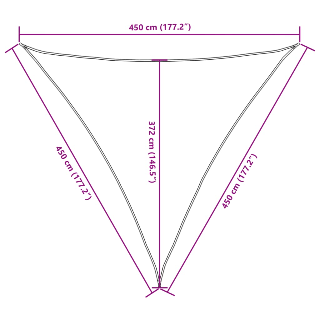 Voile de parasol tissu oxford triangulaire 4,5x4,5x4,5 m