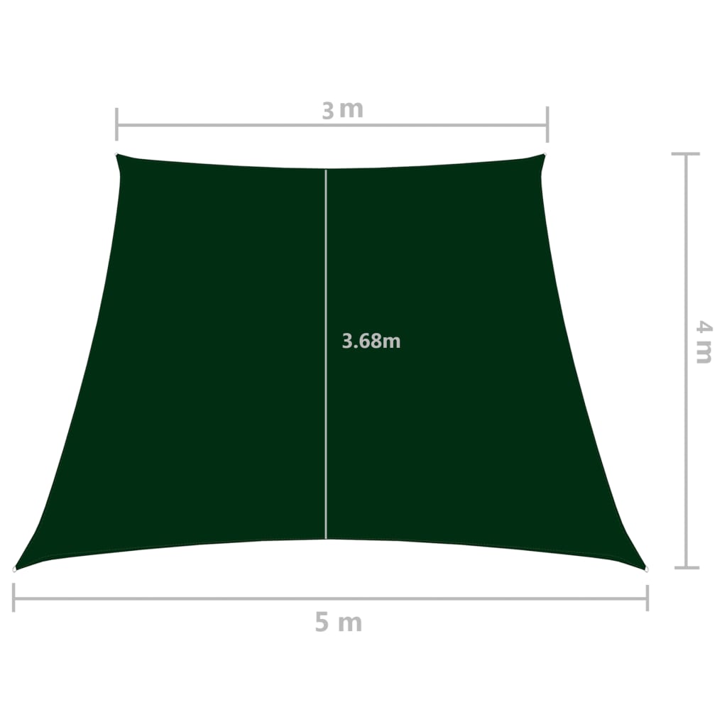 Voile de parasol Tissu Oxford trapèze 3/5x4 m Vert foncé