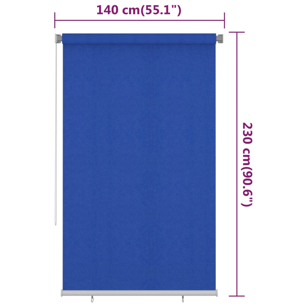 Store roulant d'extérieur 140x230 cm Bleu PEHD