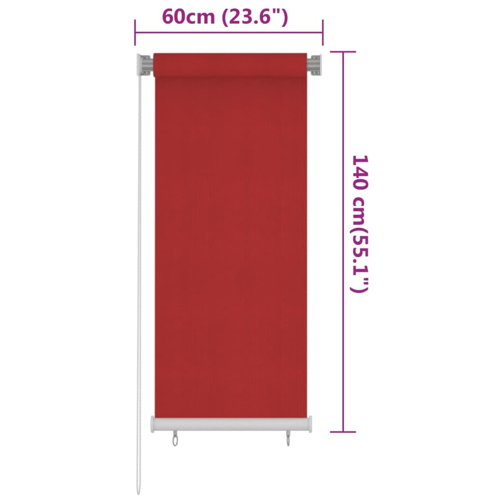 Store roulant d'extérieur 60x140 cm Rouge PEHD