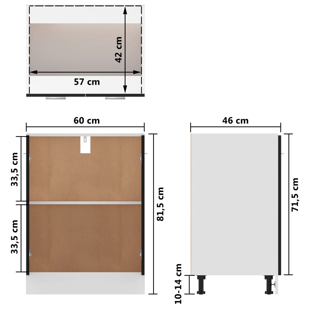 Armoire de plancher Noir 60x46x81,5 cm Bois d'ingénierie