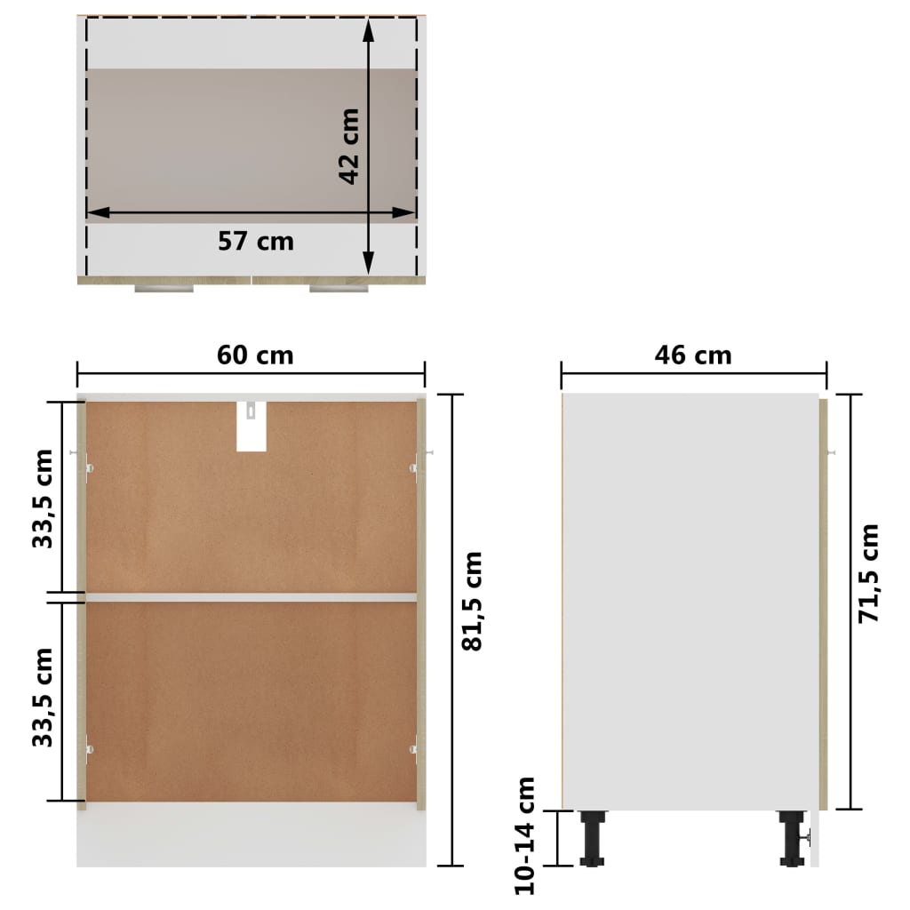 Armoire de plancher Chêne sonoma 60x46x81,5cm Bois d’ingénierie