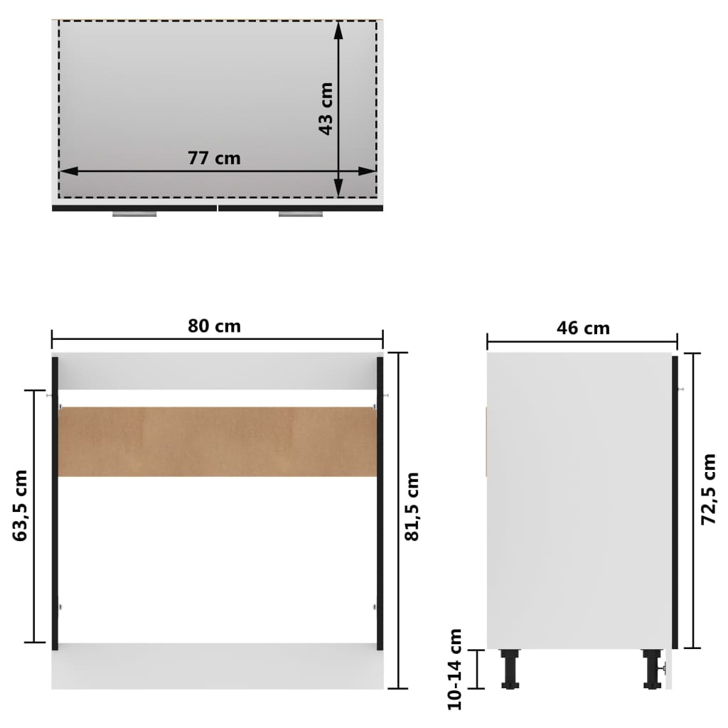 Armoire de plancher d'évier Noir 80x46x81,5cm Bois d’ingénierie