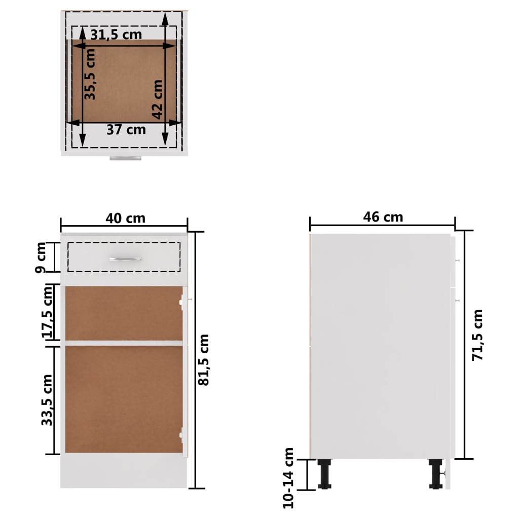 Armoire de plancher à tiroir Blanc brillant Bois d'ingénierie