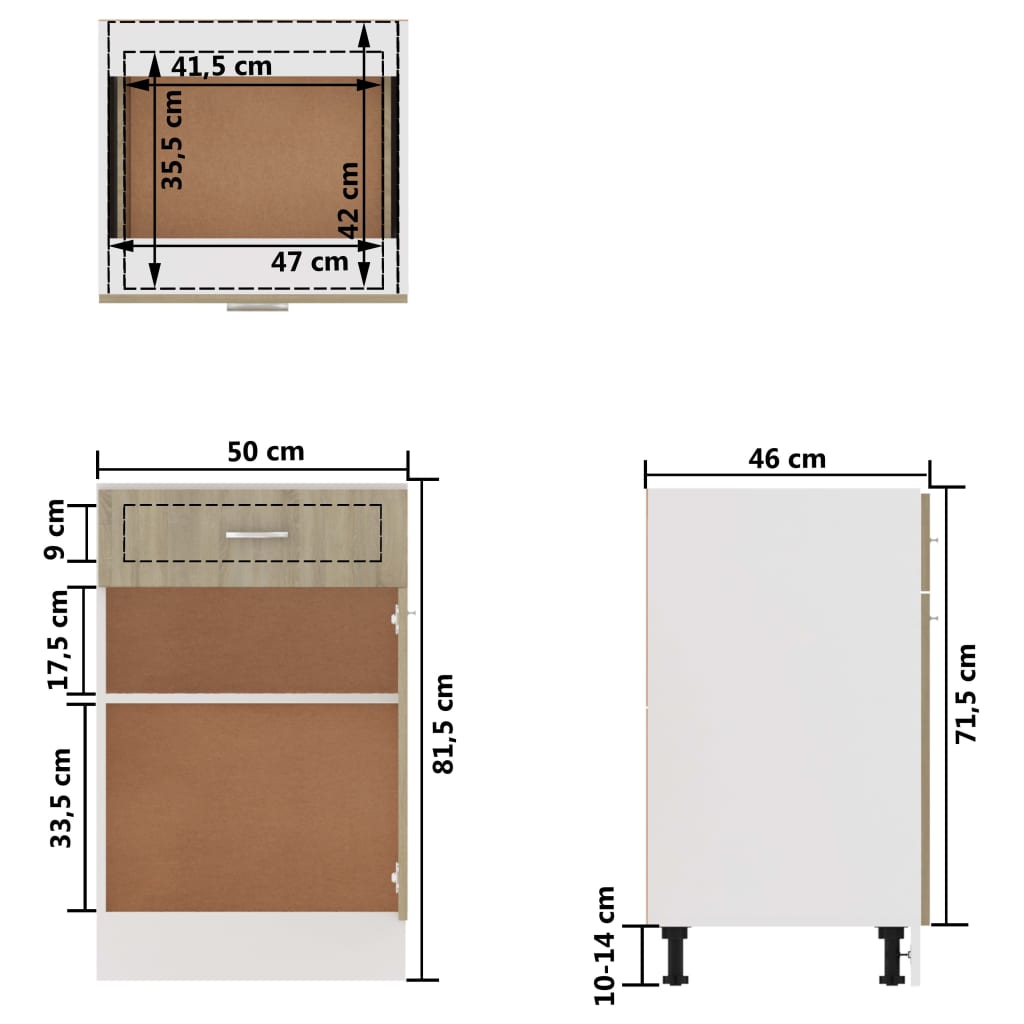 Armoire de plancher à tiroir Chêne sonoma Bois d’ingénierie