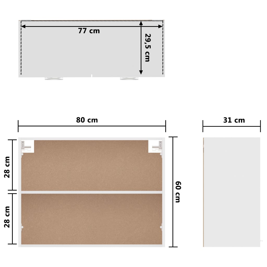 Armoire suspendue Blanc 80x31x60 cm Bois d’ingénierie