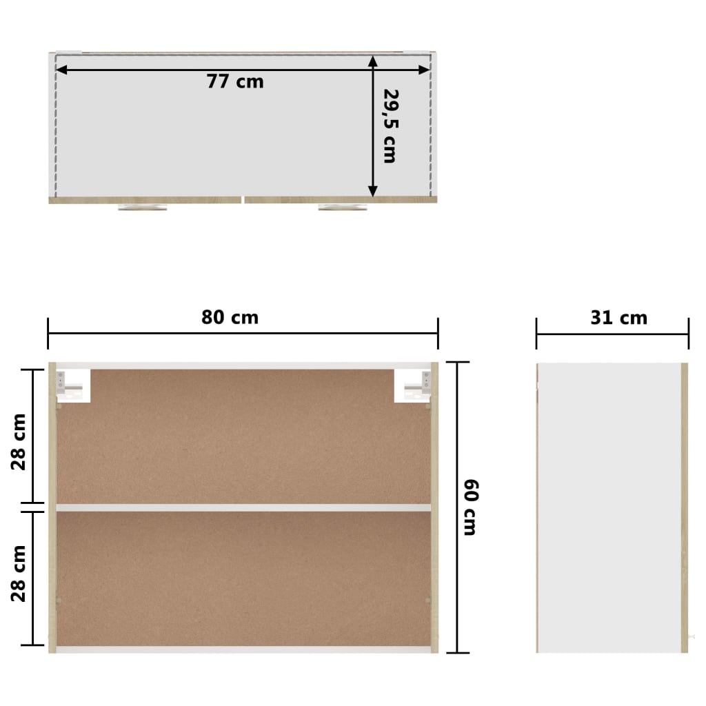 Armoire suspendue Chêne sonoma 80x31x60 cm Bois d’ingénierie