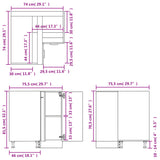 Armoire plancher d'angle Noir 75,5x75,5x80,5 cm Aggloméré