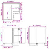 Armoire plancher d'angle Gris béton 75,5x75,5x80,5 cm Aggloméré