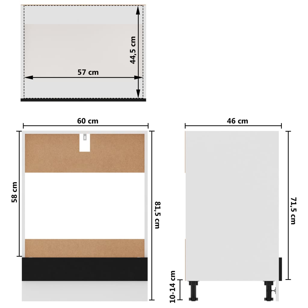 Armoire à four Noir 60x46x81,5 cm Bois d’ingénierie