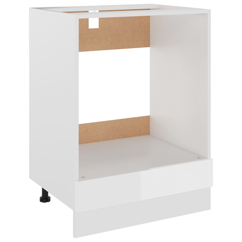 Oven cabinet Glossy white 60x46x81.5 cm Engineered wood