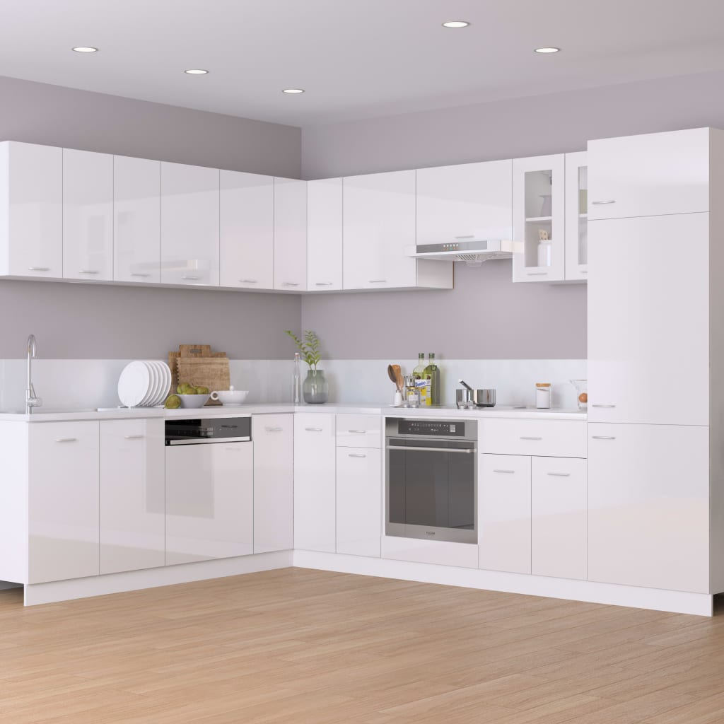 Oven cabinet Glossy white 60x46x81.5 cm Engineered wood