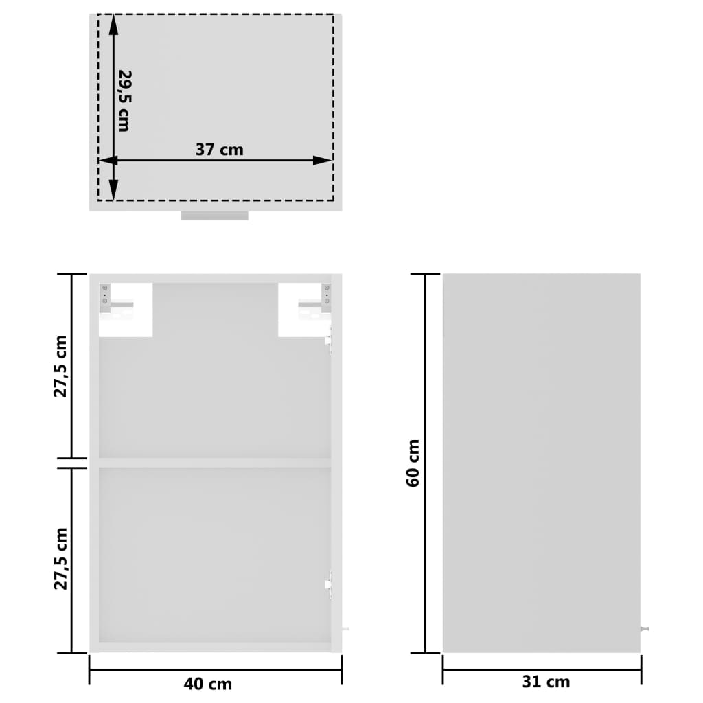 Armoire en verre suspendue Blanc 40x31x60 cm Bois d'ingénierie