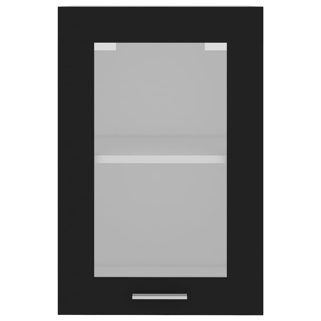 Armoire en verre suspendue Noir 40x31x60 cm Bois d'ingénierie