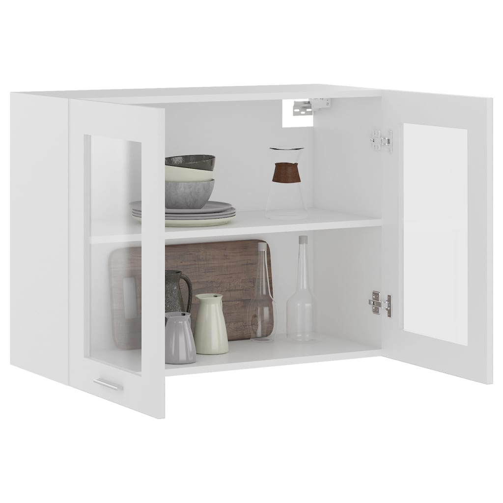 White hanging glass cabinet 80x31x60 cm Engineered wood