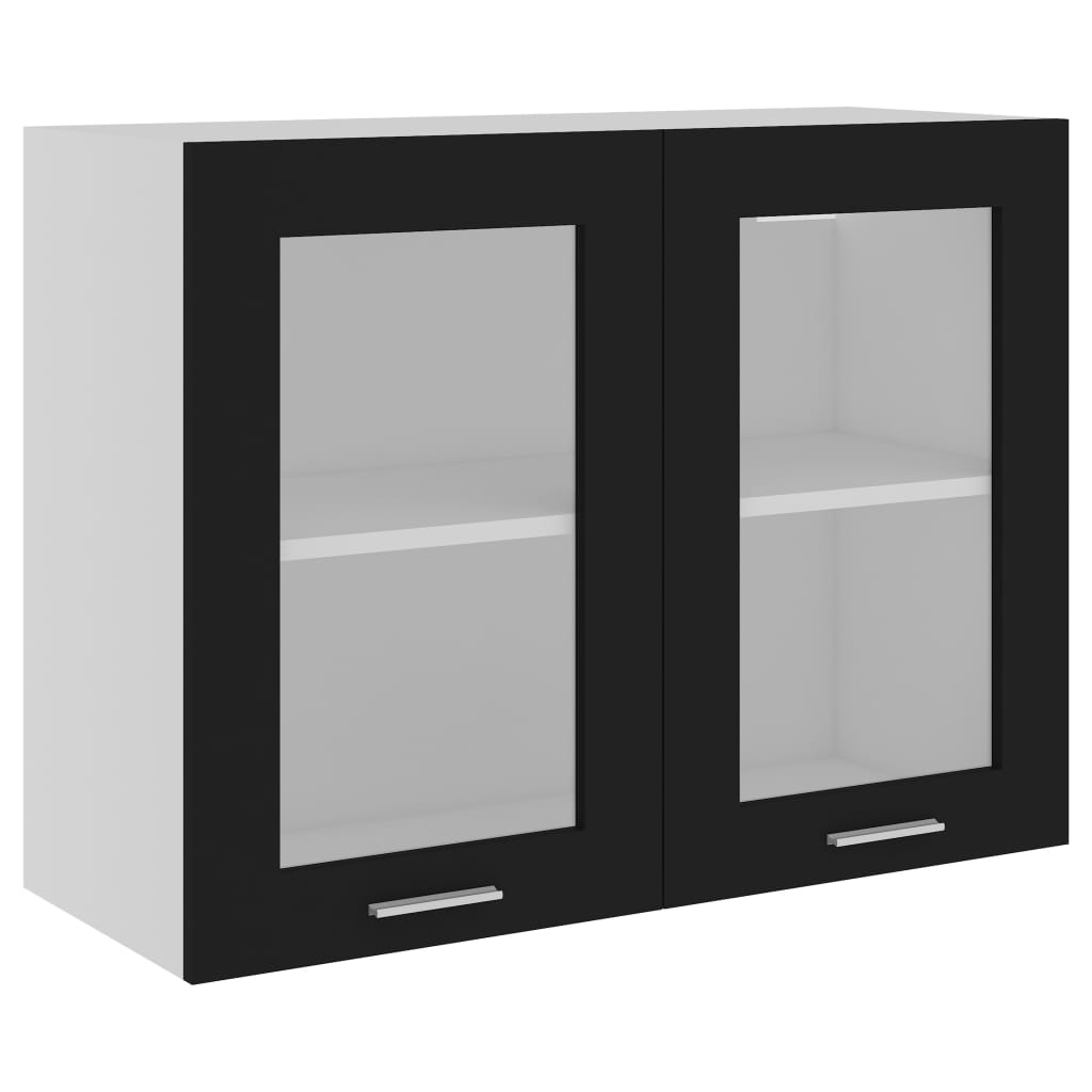 Armoire en verre suspendue Noir 80x31x60 cm Bois d'ingénierie