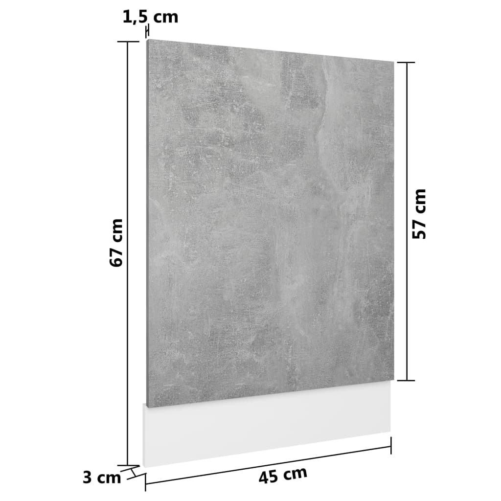 Spülmaschinenplatte Betongrau 45x3x67 cm Spanplatte