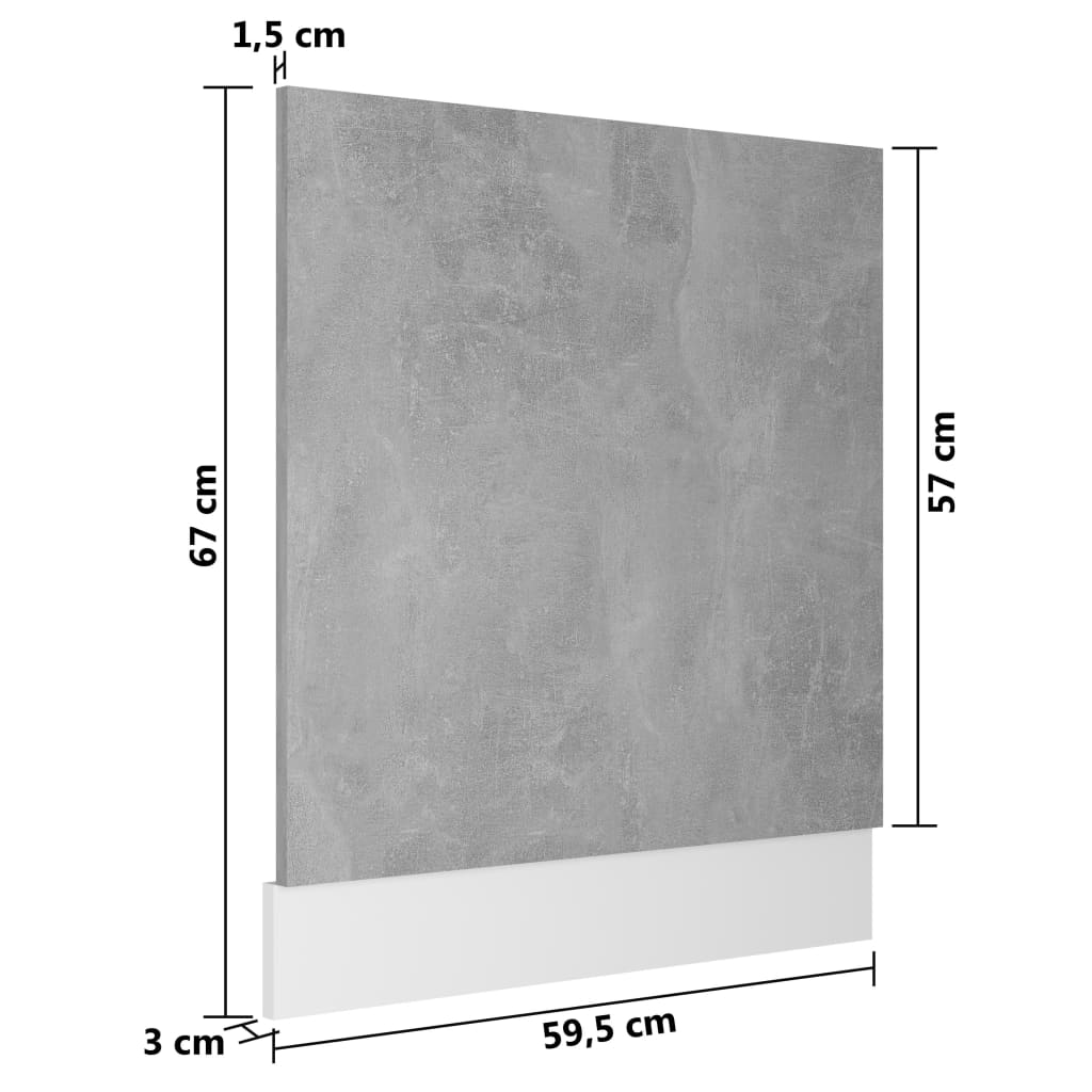 Panneau de lave-vaisselle Gris béton Bois d'ingénierie