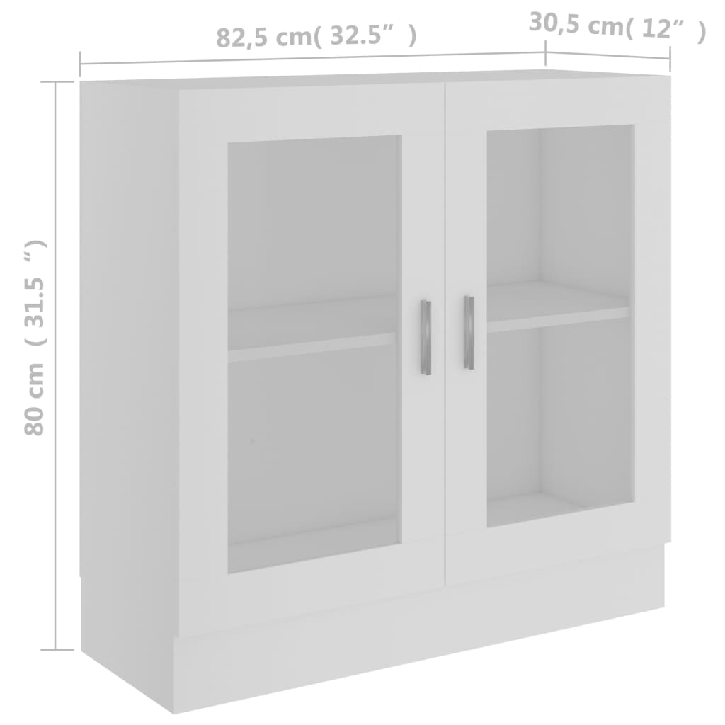 Armoire à vitrine Blanc 82,5x30,5x80 cm Bois d'ingénierie