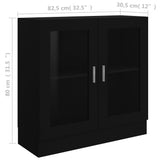 Armoire à vitrine noir 82,5x30,5x80 cm Bois d'ingénierie