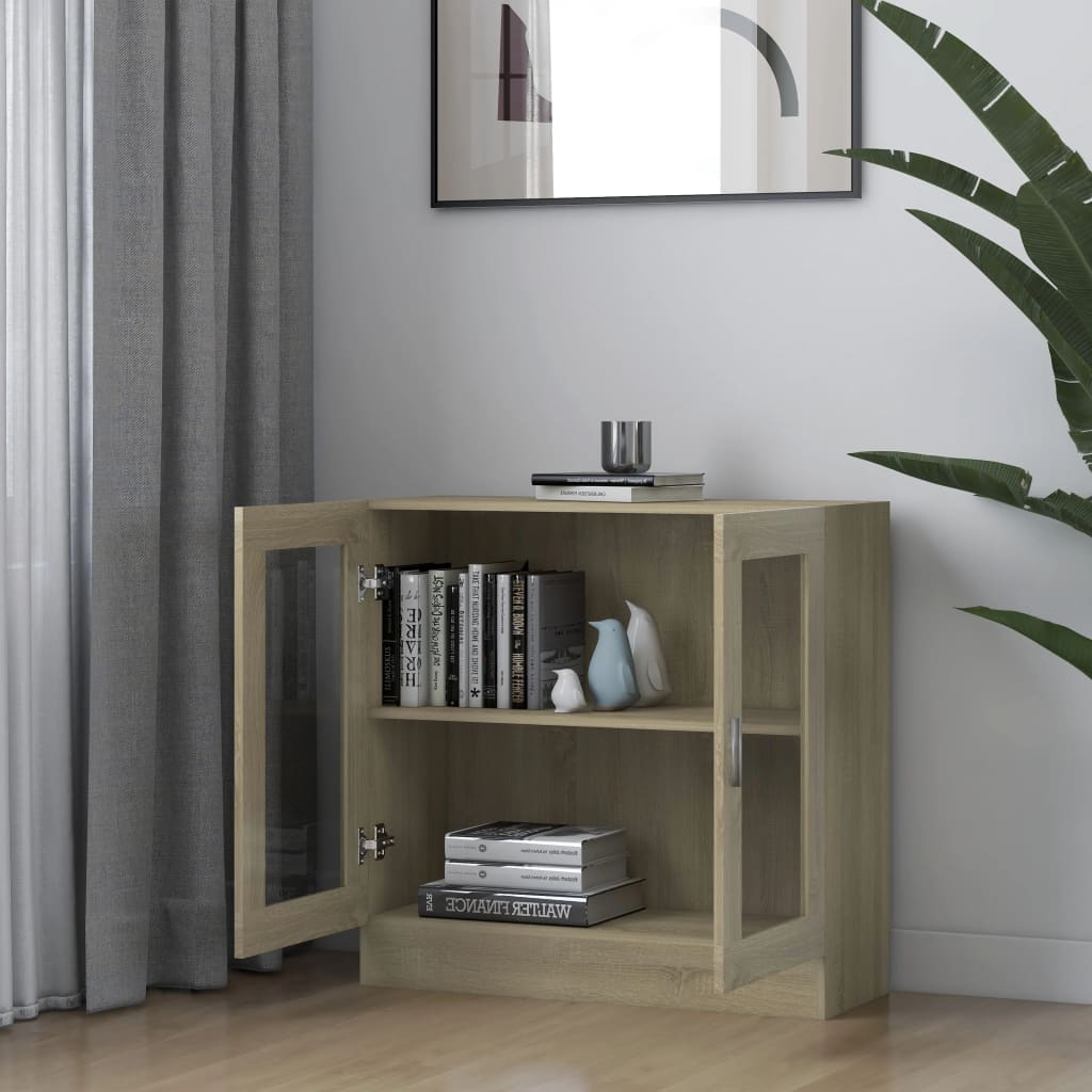 Armoire à vitrine Chêne sonoma 82,5x30,5x80cm Bois d'ingénierie