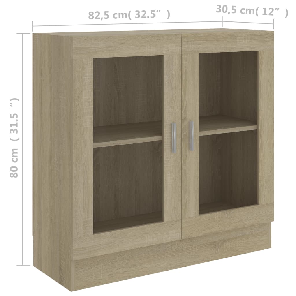 Armoire à vitrine Chêne sonoma 82,5x30,5x80cm Bois d'ingénierie