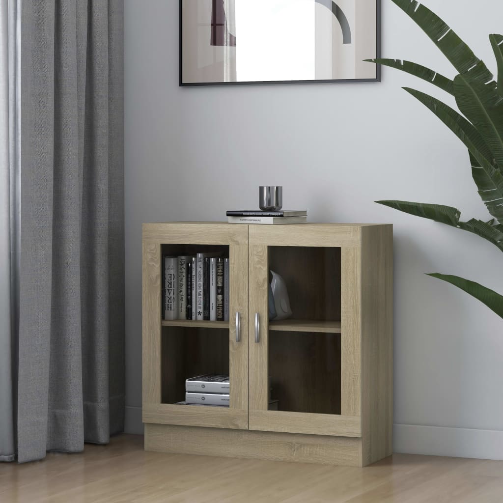 Armoire à vitrine Chêne sonoma 82,5x30,5x80cm Bois d'ingénierie