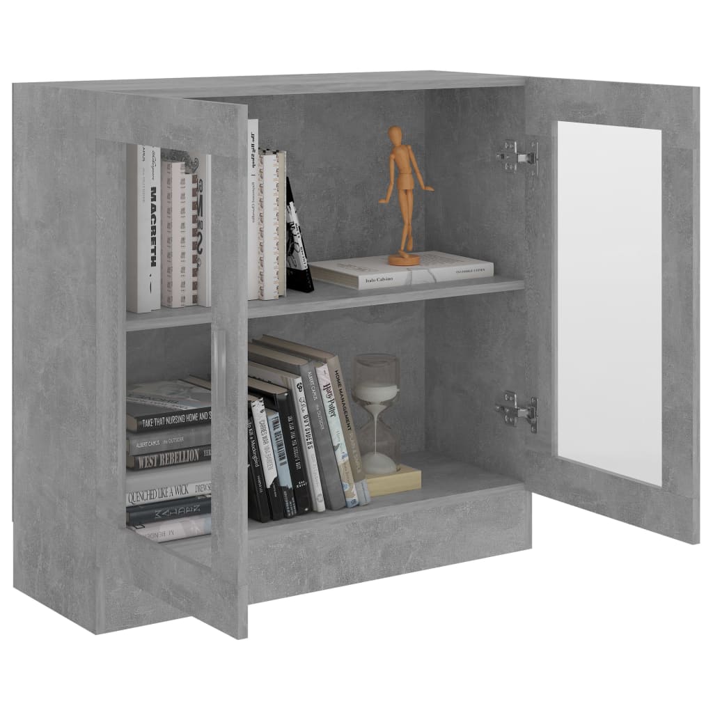 Armoire à vitrine Gris béton 82,5x30,5x80 cm Bois d'ingénierie