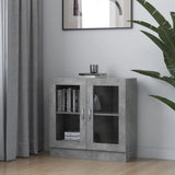 Armoire à vitrine Gris béton 82,5x30,5x80 cm Bois d'ingénierie