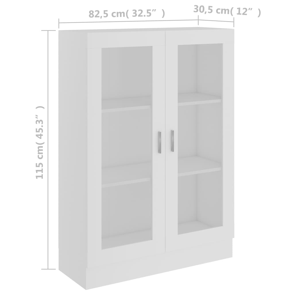 Armoire à vitrine Blanc 82,5x30,5x115 cm Bois d'ingénierie