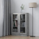 Armoire à vitrine Gris béton 82,5x30,5x115 cm Bois d'ingénierie