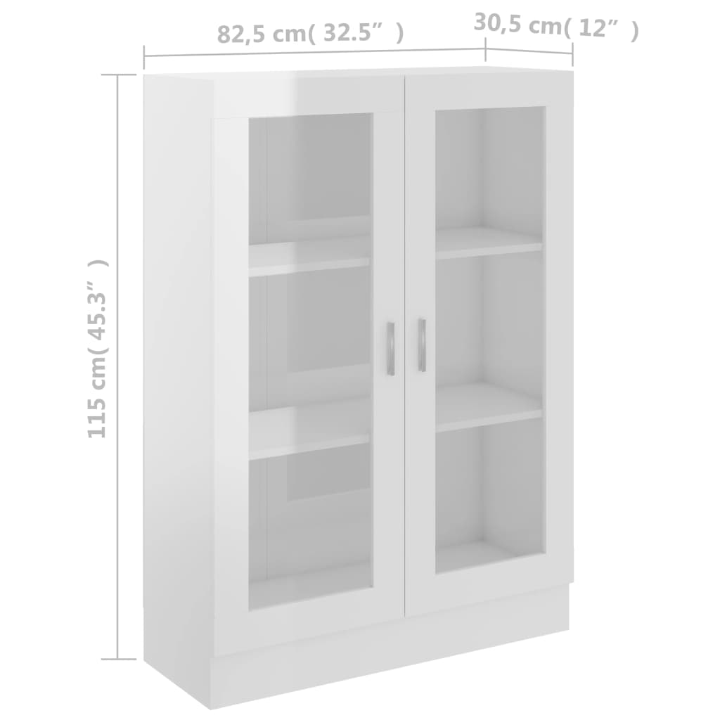 Armoire vitrine Blanc brillant 82,5x30,5x115 cm Bois ingénierie