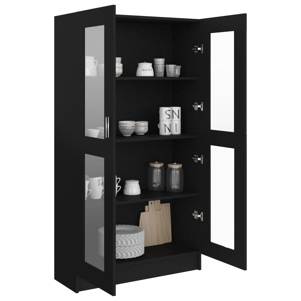 Armoire à vitrine Noir 82,5x30,5x150 cm Bois d'ingénierie