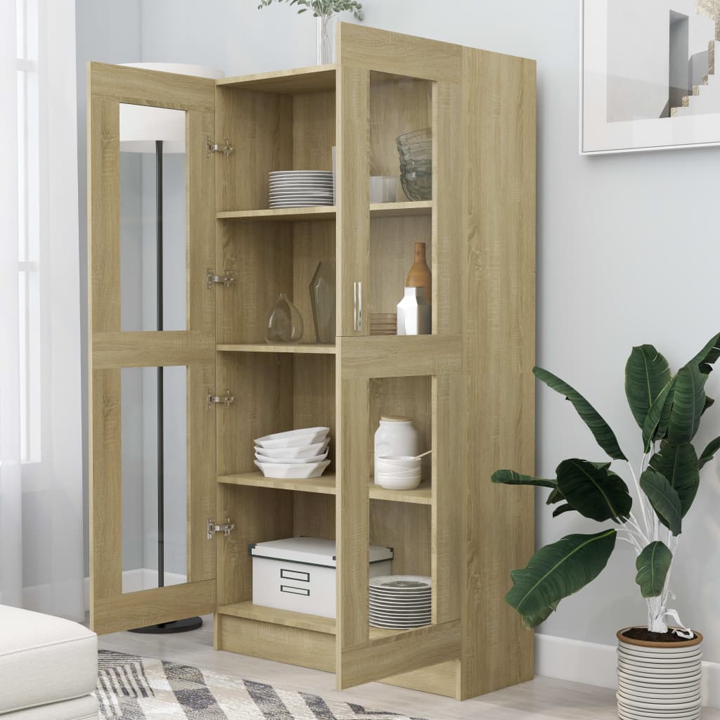 Armoire à vitrine Chêne sonoma 82,5x30,5x150 cm Bois ingénierie