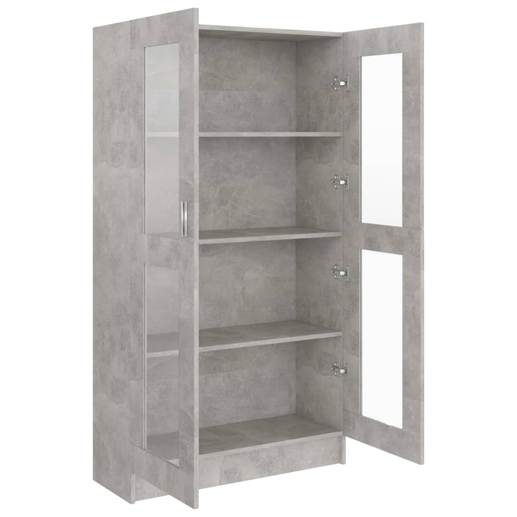 Armoire à vitrine Gris béton 82,5x30,5x150 cm Bois d'ingénierie