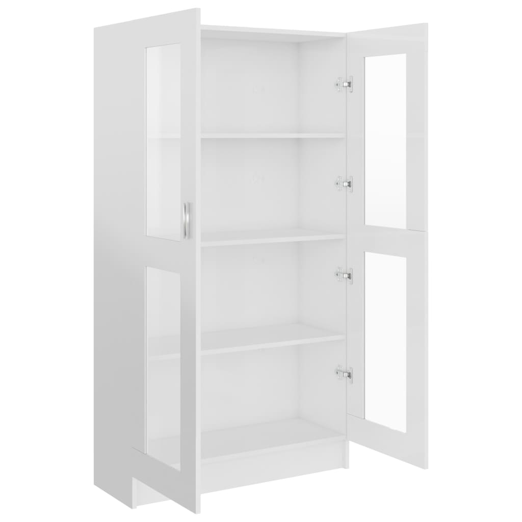 Armoire vitrine Blanc brillant 82,5x30,5x150 cm Bois ingénierie