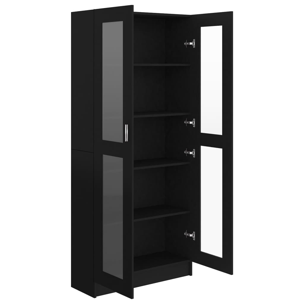 Armoire à vitrine Noir 82,5x30,5x185,5 cm Bois d’ingénierie