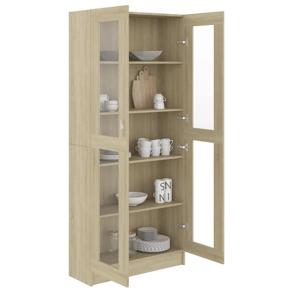 Armoire vitrine Chêne sonoma 82,5x30,5x185,5 cm Bois ingénierie