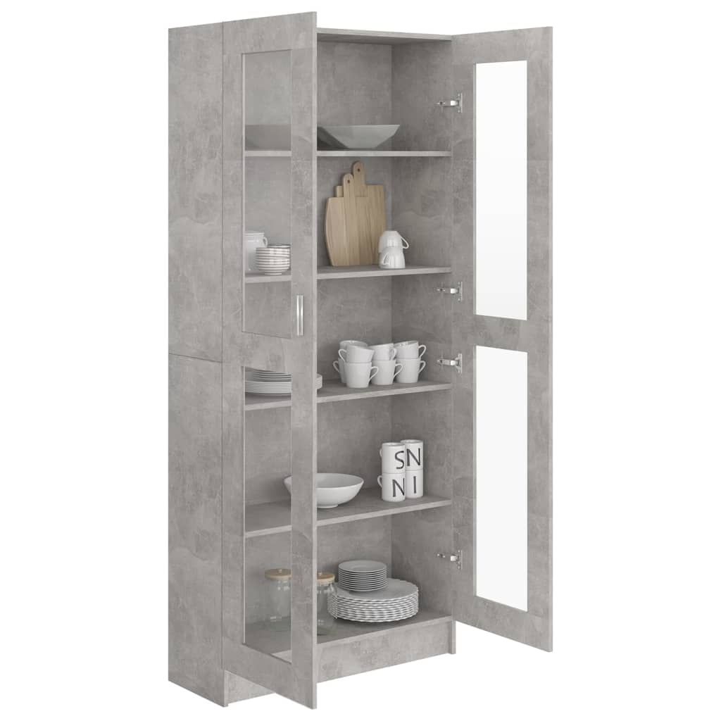 Armoire à vitrine Gris béton 82,5x30,5x185,5 cm Bois ingénierie