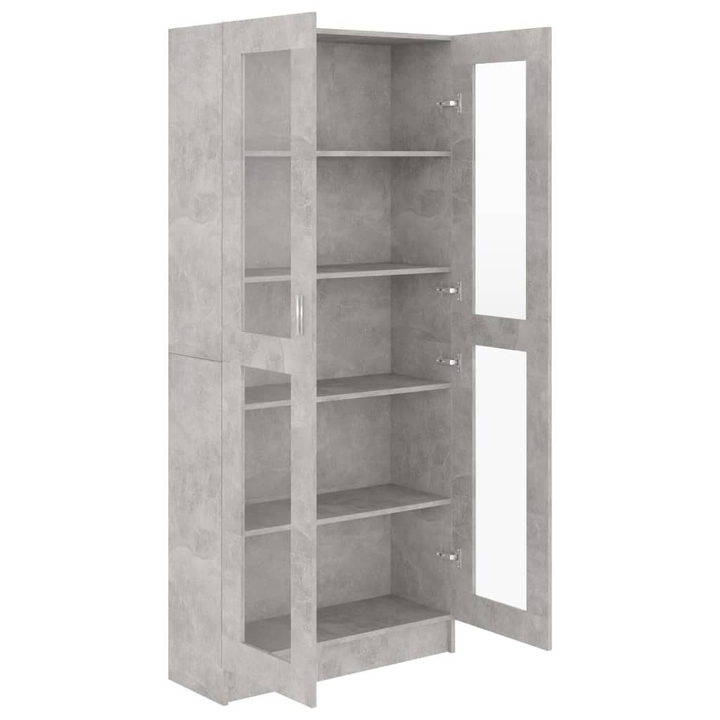 Armoire à vitrine Gris béton 82,5x30,5x185,5 cm Bois ingénierie