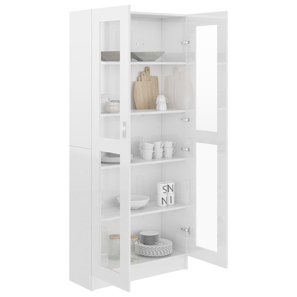 Armoire à vitrine Blanc brillant Bois d’ingénierie