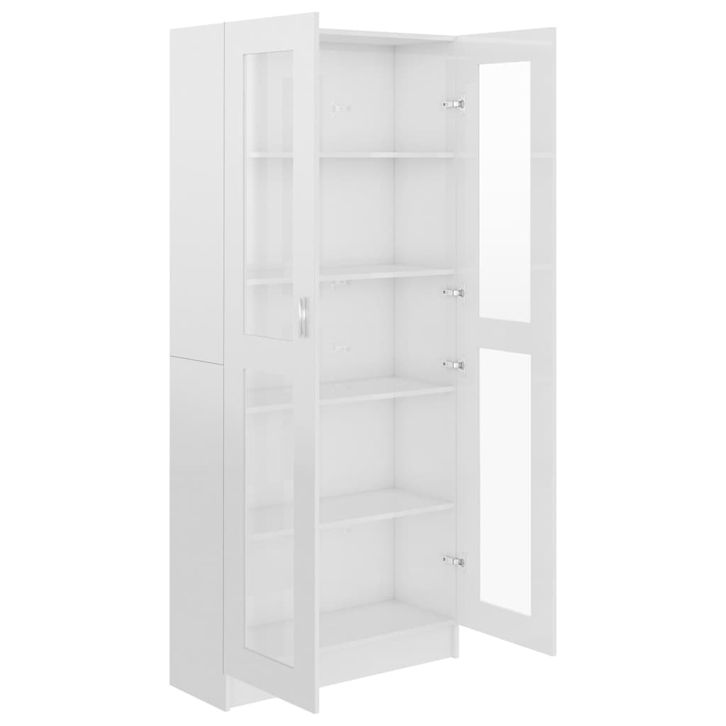 Armoire à vitrine Blanc brillant Bois d’ingénierie