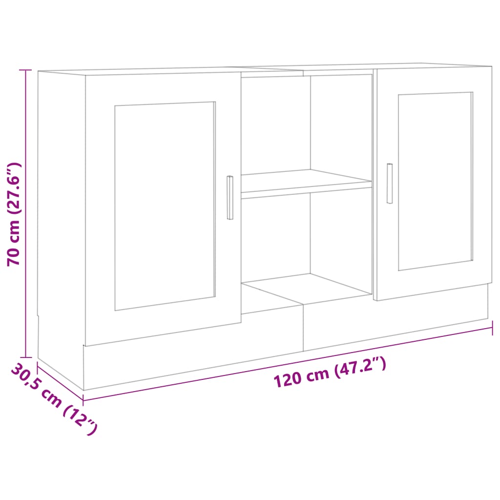 Buffet Noir 120x30,5x70 cm Bois d'ingénierie