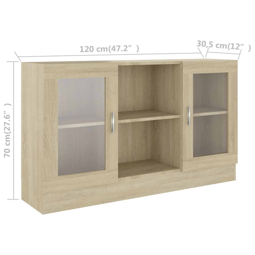 Vitrine Sonoma-Eiche 120x30,5x70 cm Holzwerkstoff