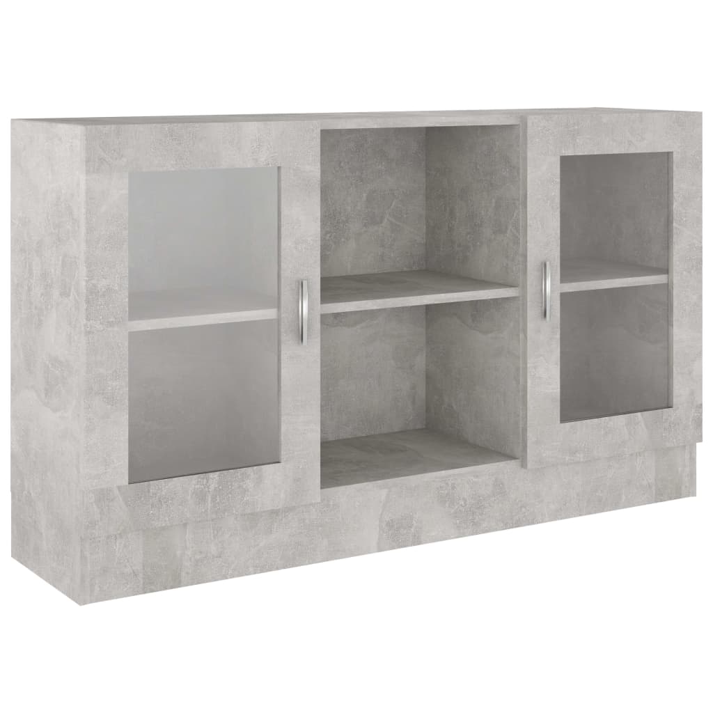 Vitrine Betongrau 120x30,5x70 cm Holzwerkstoff