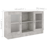 Vitrine Betongrau 120x30,5x70 cm Holzwerkstoff