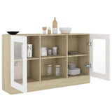 Armoire à vitrine Blanc et chêne sonoma Bois d’ingénierie