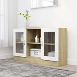 Armoire à vitrine Blanc et chêne sonoma Bois d’ingénierie