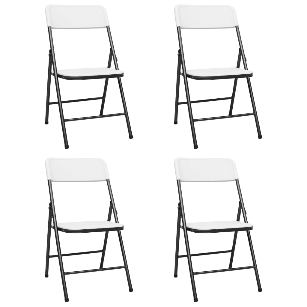 Folding garden chairs set of 4 HDPE White